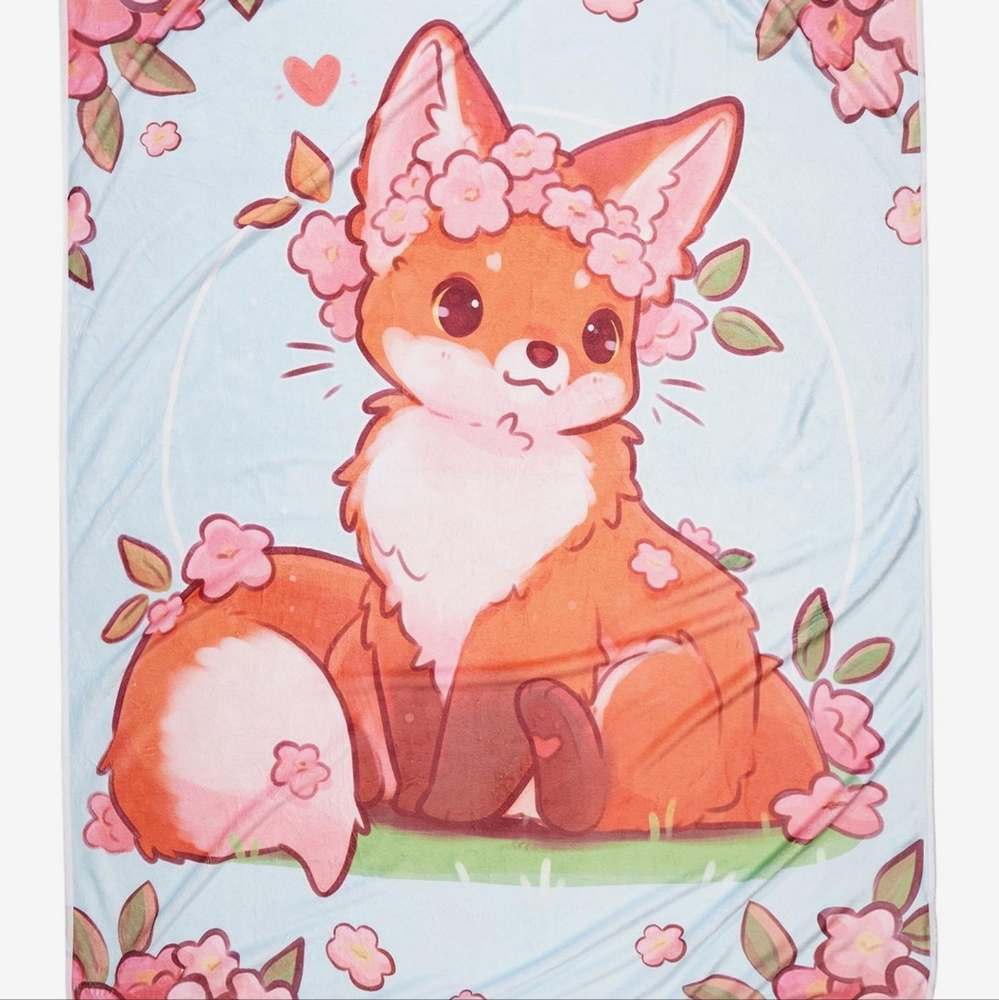 Sakura Fox Throw Blanket Naomi Lord Art